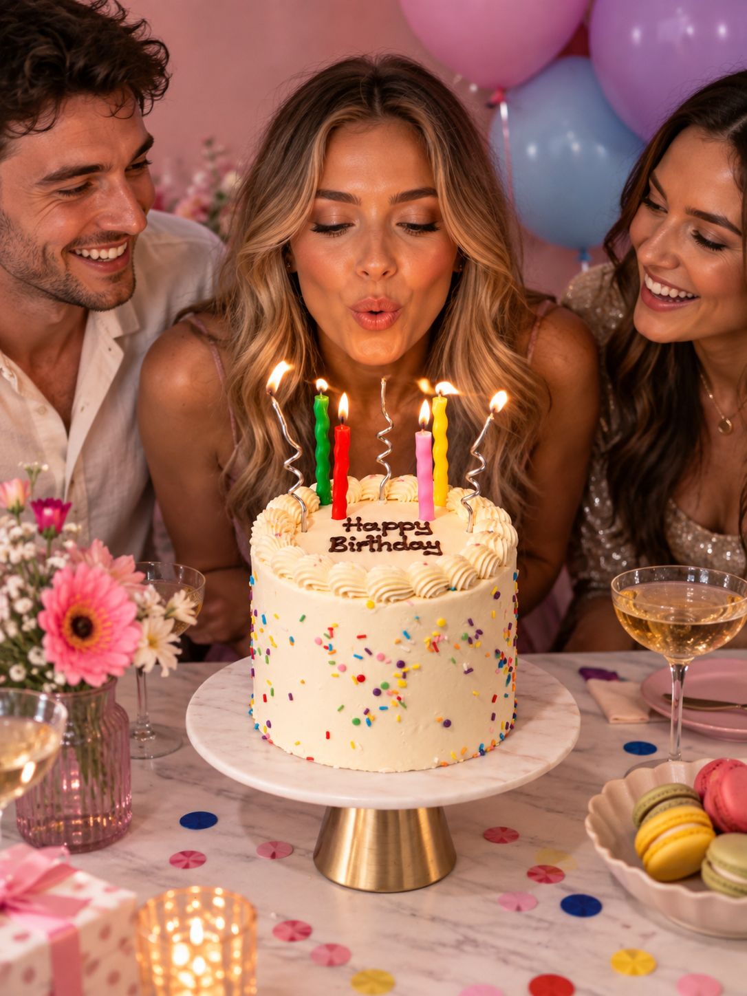White Celebration Birthday Cake