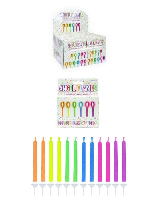 Angel Flames Coloured Party Candles - 12 Pack