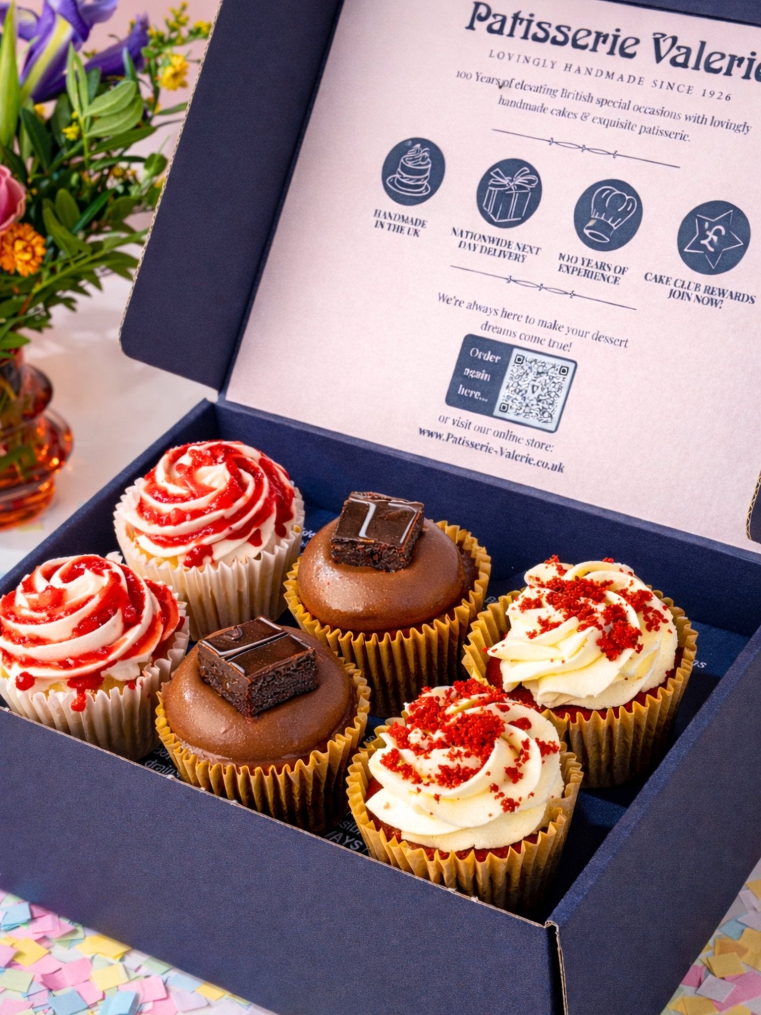 Birthday Cupcake Gift Box – 6 Assorted Luxury Cupcakes with Filled Centres - Patisserie Valerie