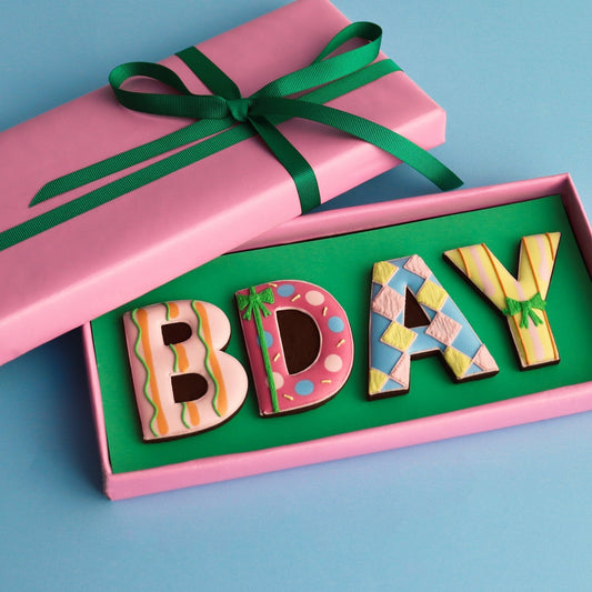 Biscuiteers BDAY Card Letterbox Biscuits