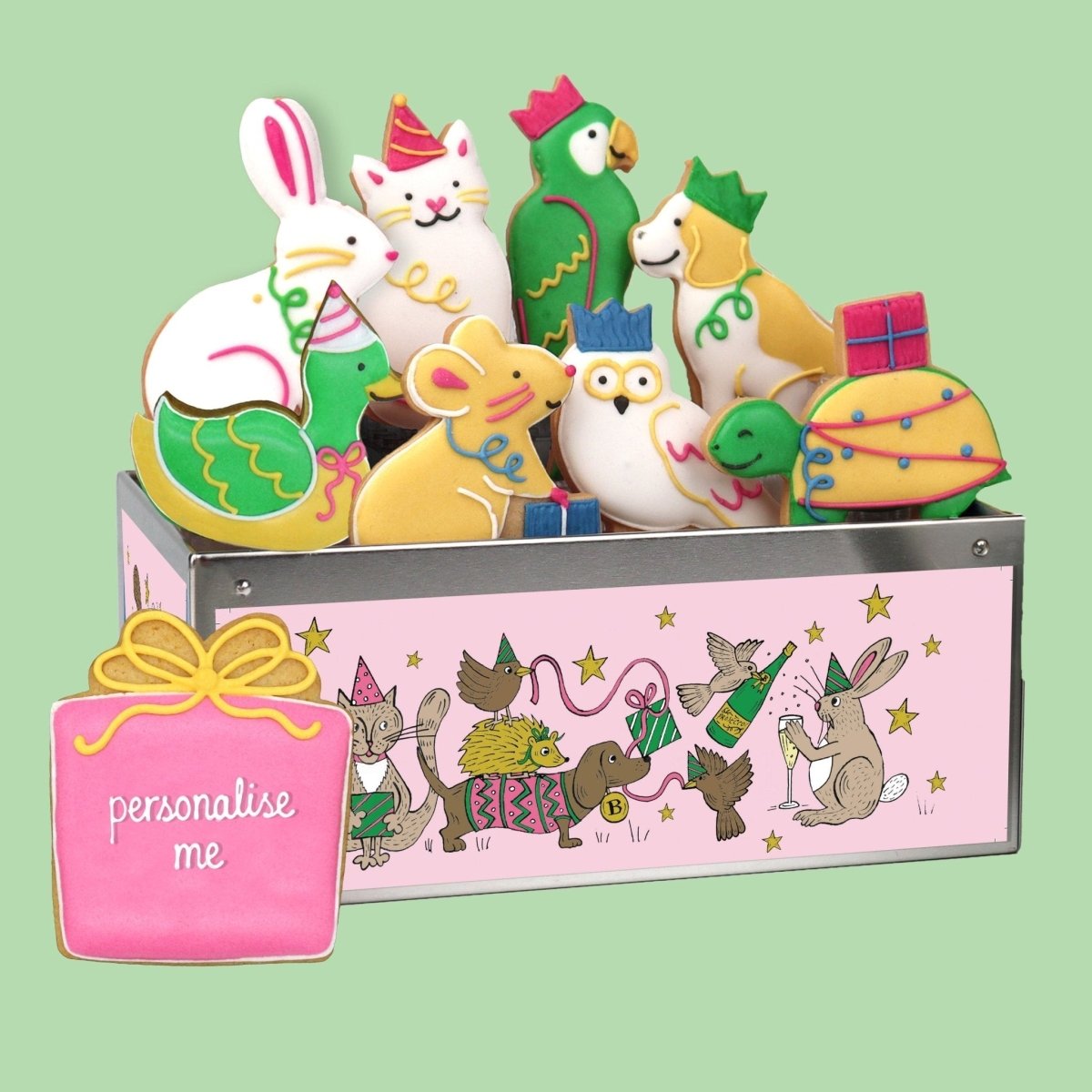 Biscuiteers Birthday Party Animals Biscuit Tin - Patisserie Valerie