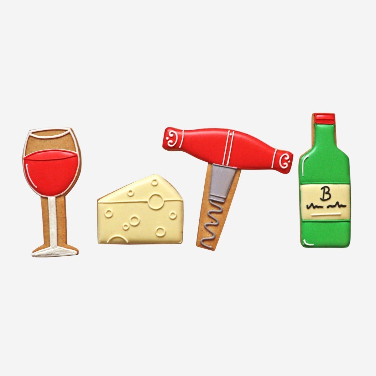 Biscuiteers Cheese & Wine Hand - Iced Letterbox Biscuits 60g - Patisserie Valerie