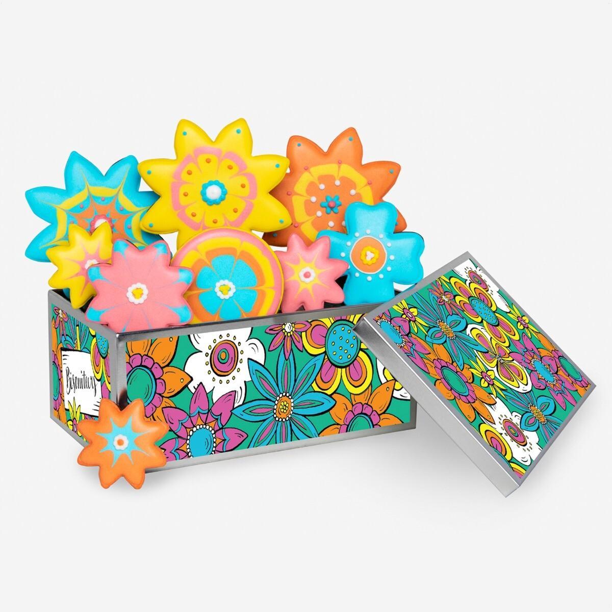 Patisserie Valerie's handmade Biscuiteers Hand-Iced Flower Power Biscuits 160g cake delivery 