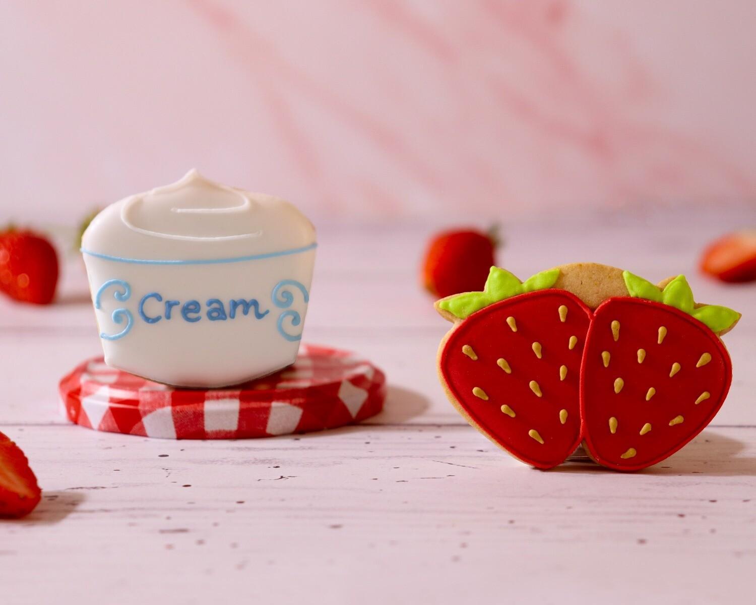 Patisserie Valerie's handmade Biscuiteers Hand-Iced Strawberries and Cream Letterbox Biscuits 15g cake delivery 