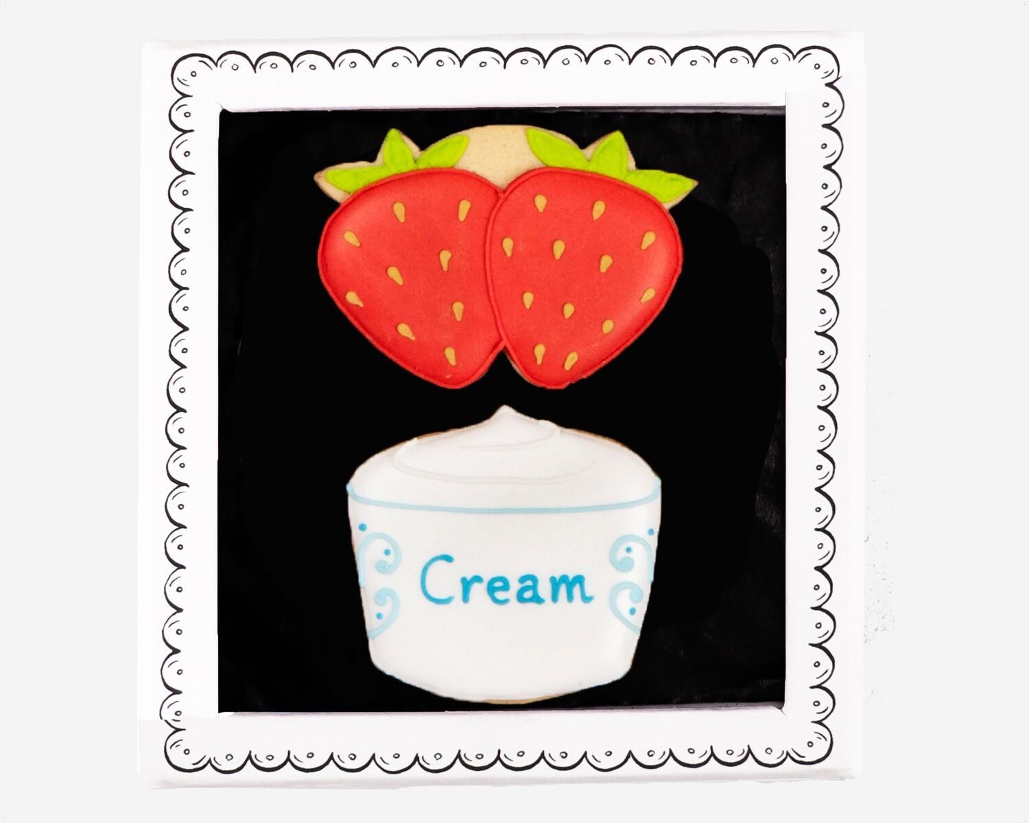 Patisserie Valerie's handmade Biscuiteers Hand-Iced Strawberries and Cream Letterbox Biscuits 15g cake delivery 