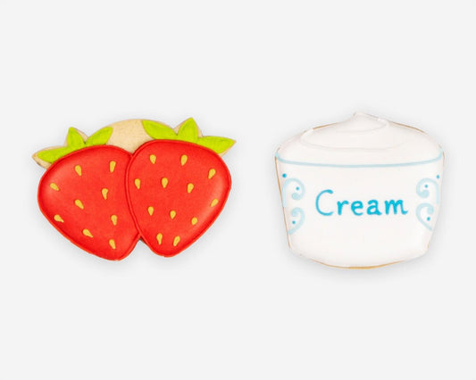 Biscuiteers Hand-Iced Strawberries and Cream Letterbox Biscuits 15g