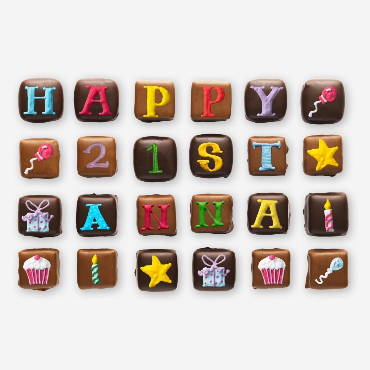 Patisserie Valerie's handmade Biscuiteers Personalised Happy Birthday Chocolate Bouquet Medium cake delivery 