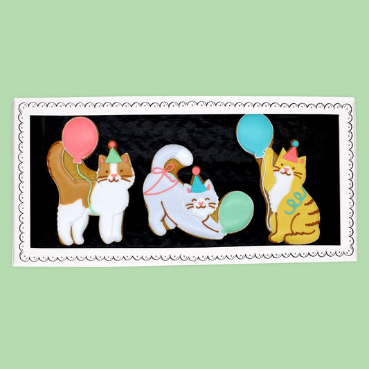 Biscuiteers Purrfect Party Cats Letterbox Biscuits
