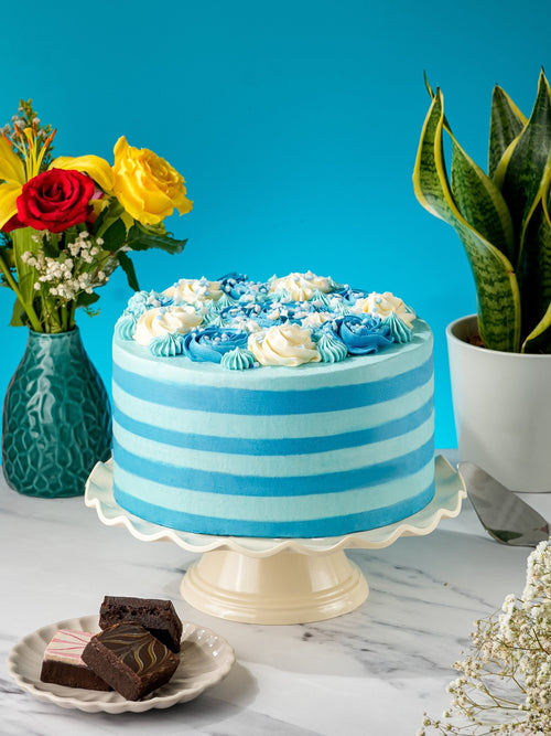 Blue Candy Stripe Gateau