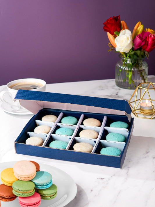 Blue Salted Caramel & Vanilla Macarons Gift Box