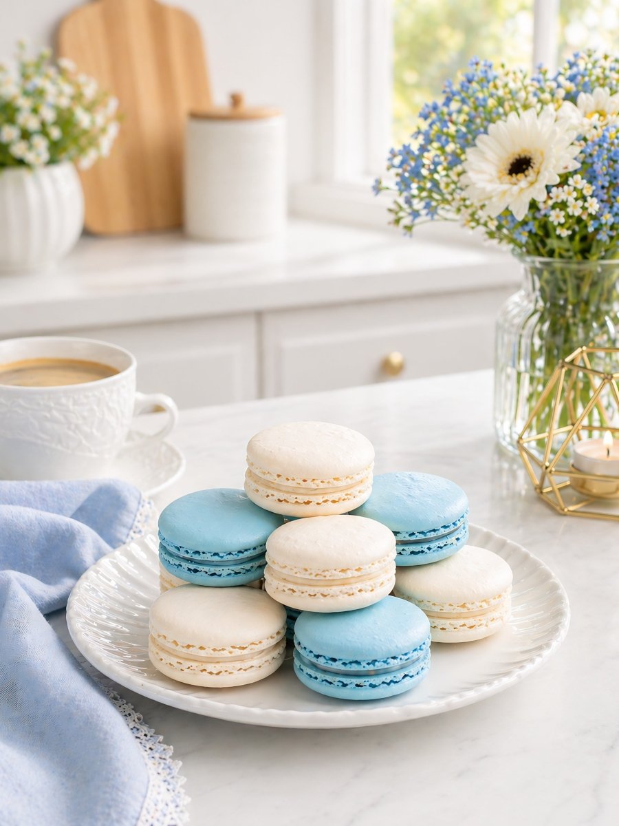 Blue Salted Caramel & Vanilla Macarons Gift Box - Patisserie Valerie