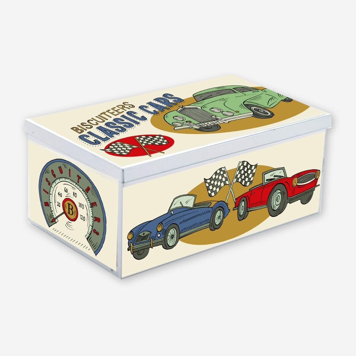 Patisserie Valerie's handmade Biscuiteers British Classic Cars Luxe Hand-Iced with Biscuit Tin 270g cake delivery 
