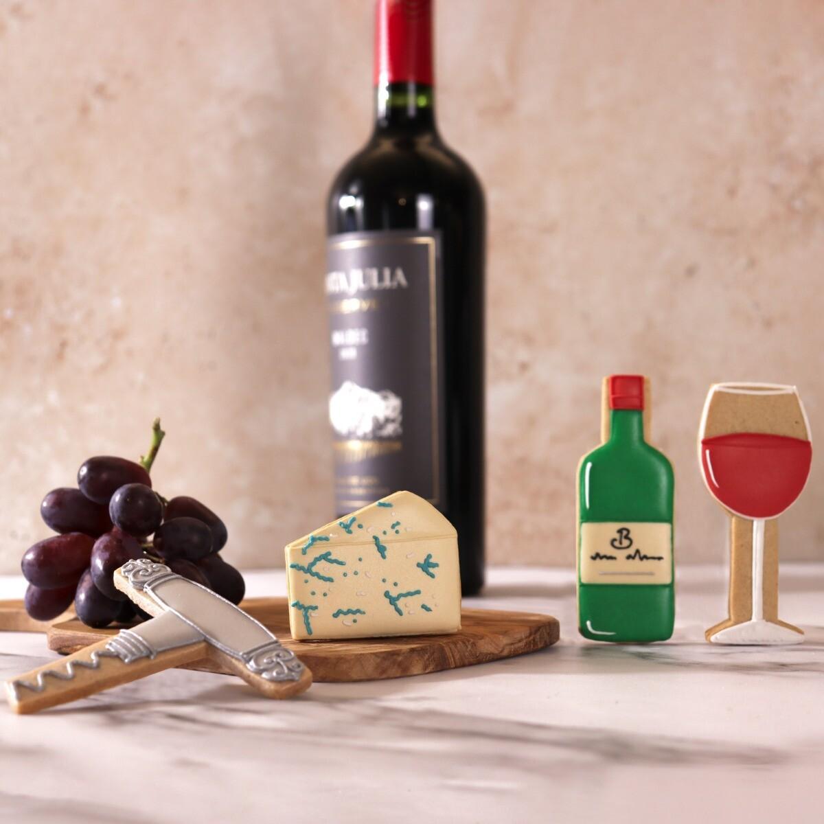 Patisserie Valerie's handmade Biscuiteers Cheese & Wine Hand-Iced Letterbox Biscuits 60g cake delivery 