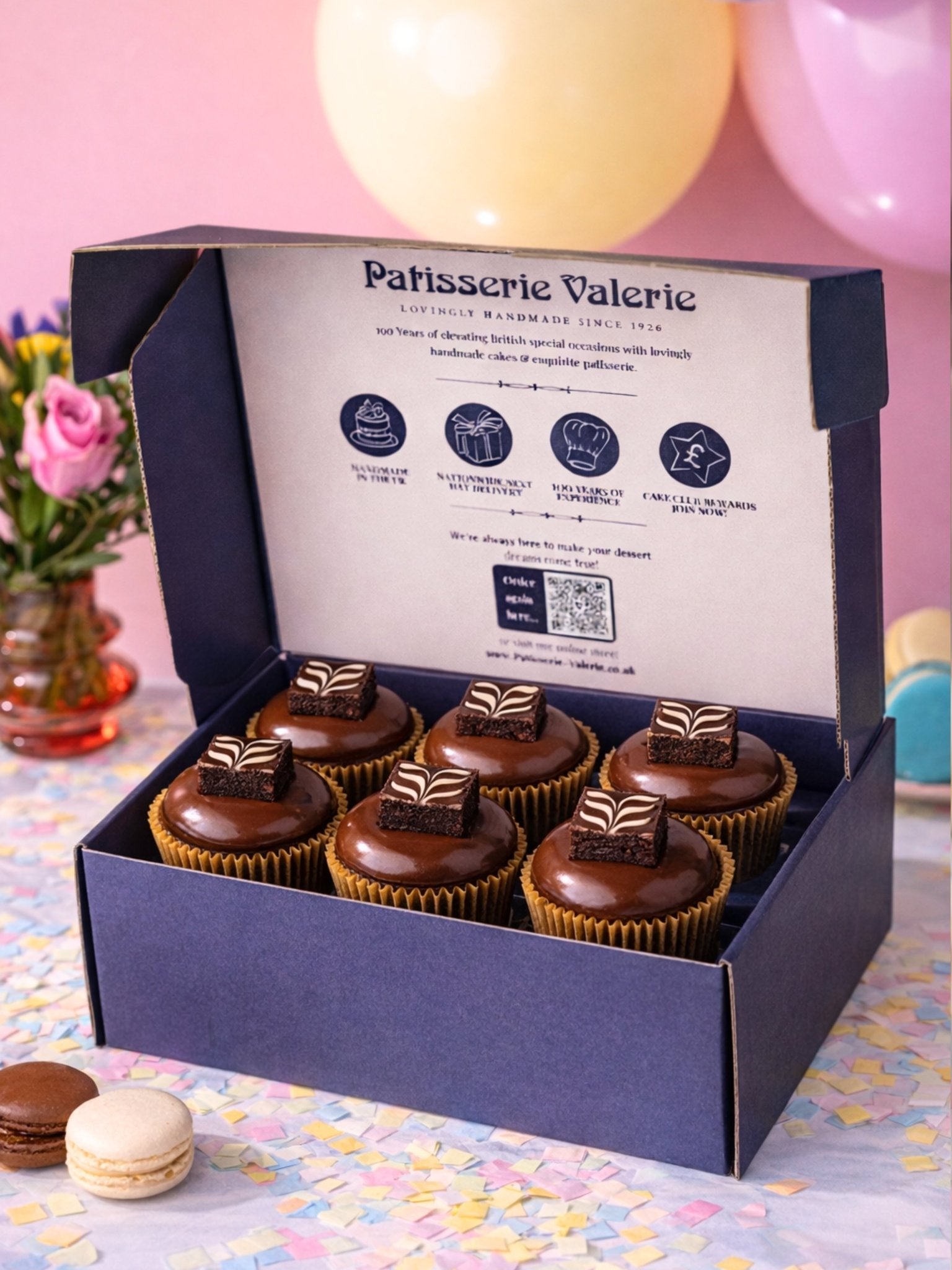 Chocolate Cupcake Gift Box – 6 Decadent Chocolate & Nutella Cupcakes - Patisserie Valerie