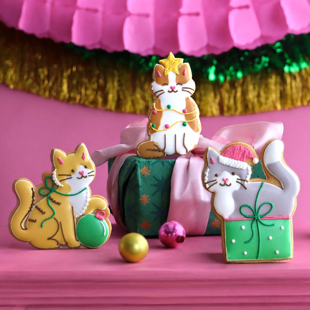 Biscuiteers Christmas Cats Letterbox Biscuits