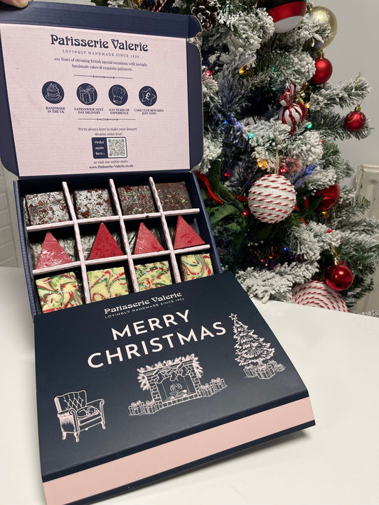 Christmas Fudge Brownies with Merry Christmas Gift Box Sleeve