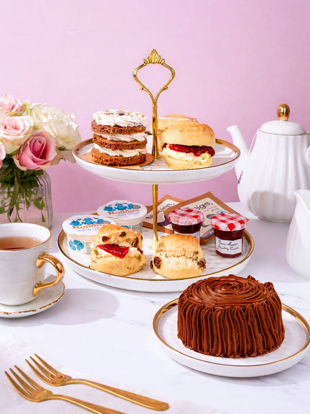 Classic Cream Tea with Happy Birthday Gift Box Sleeve - Patisserie Valerie