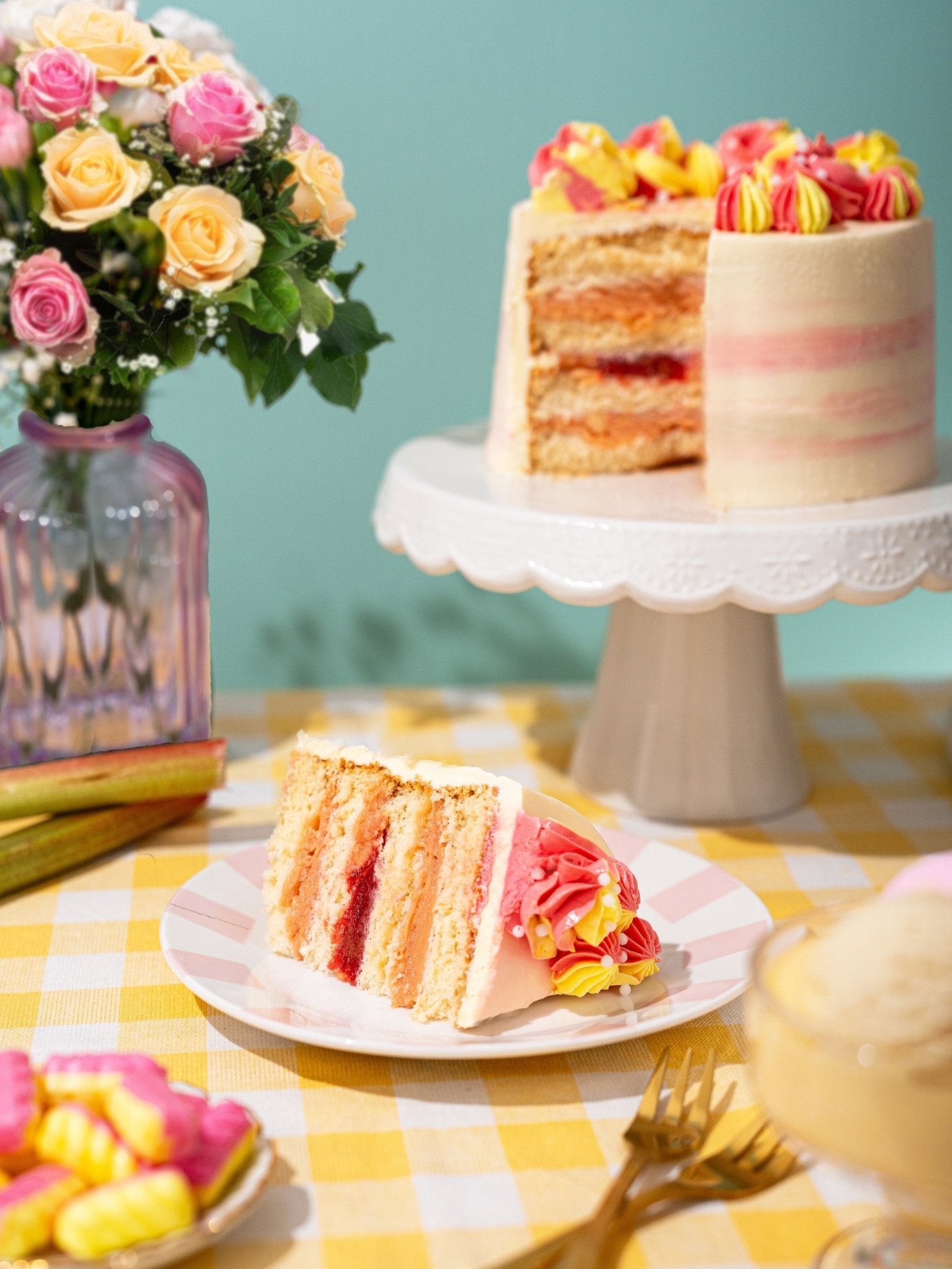 Patisserie Valerie's handmade Classic Rhubarb & Custard Sponge Cake cake delivery 