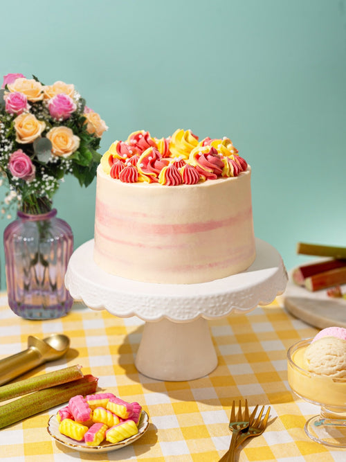 Classic Rhubarb & Custard Sponge Cake