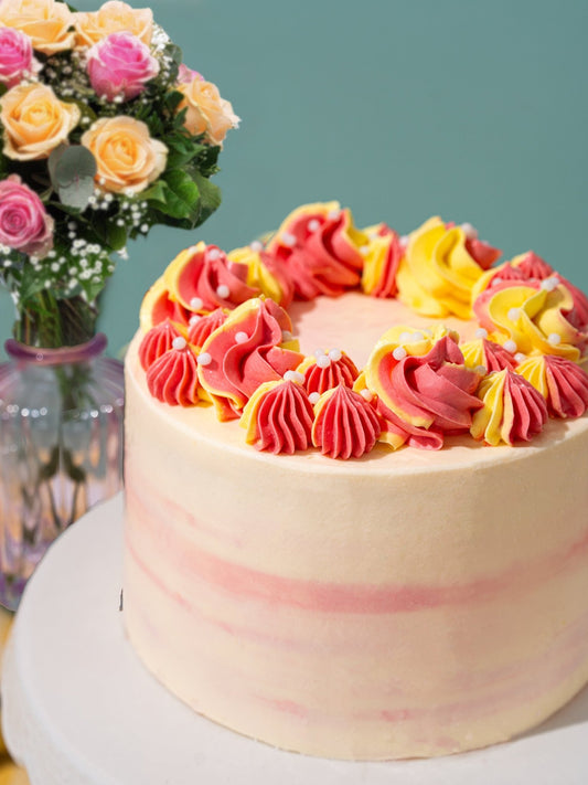 Classic Rhubarb & Custard Sponge Cake