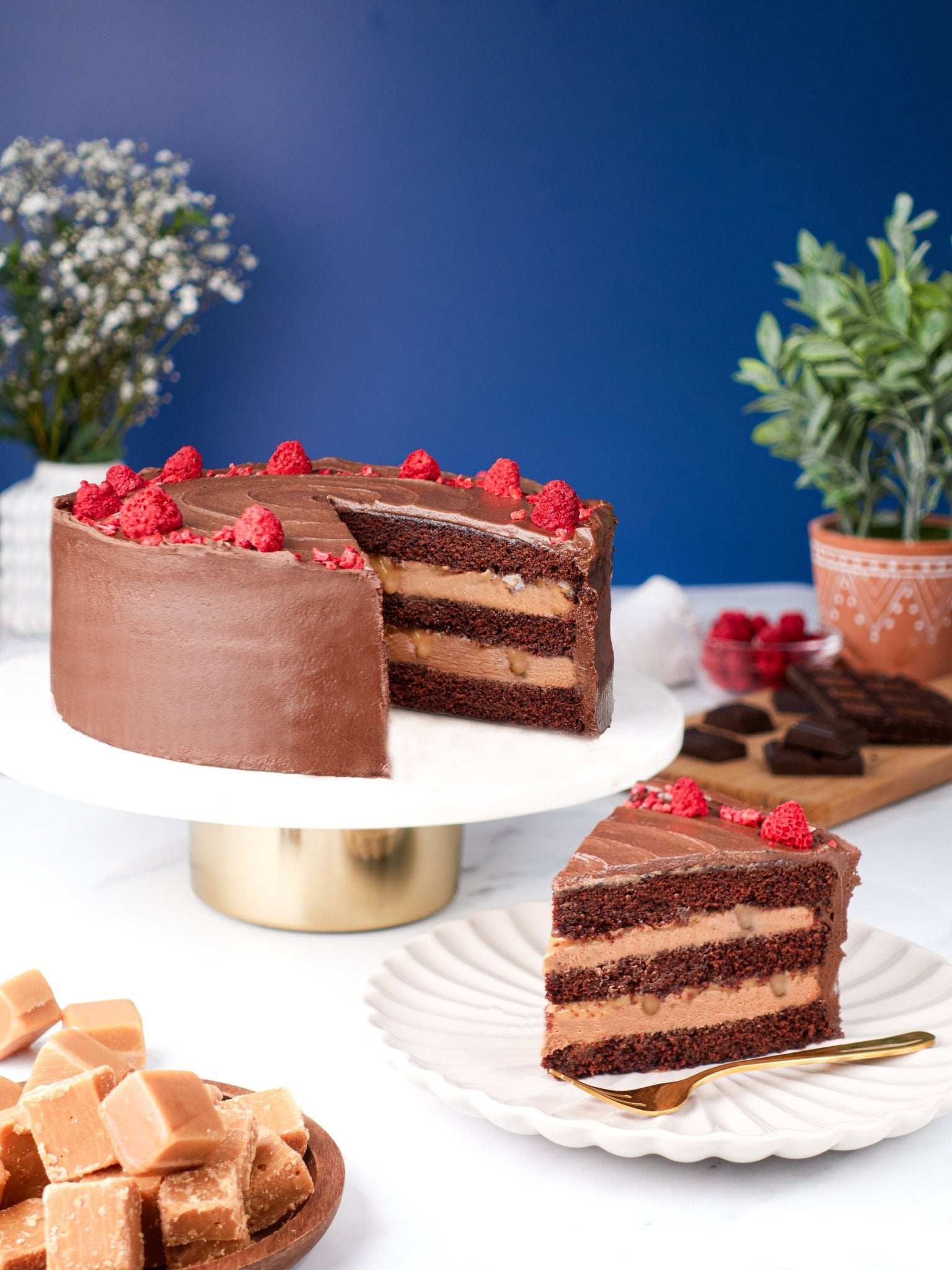 Coffee & Cake Bundle - Chocolate Fudge Cake - Patisserie Valerie