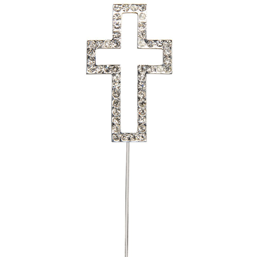 Diamante Cross On Stem Cake Topper