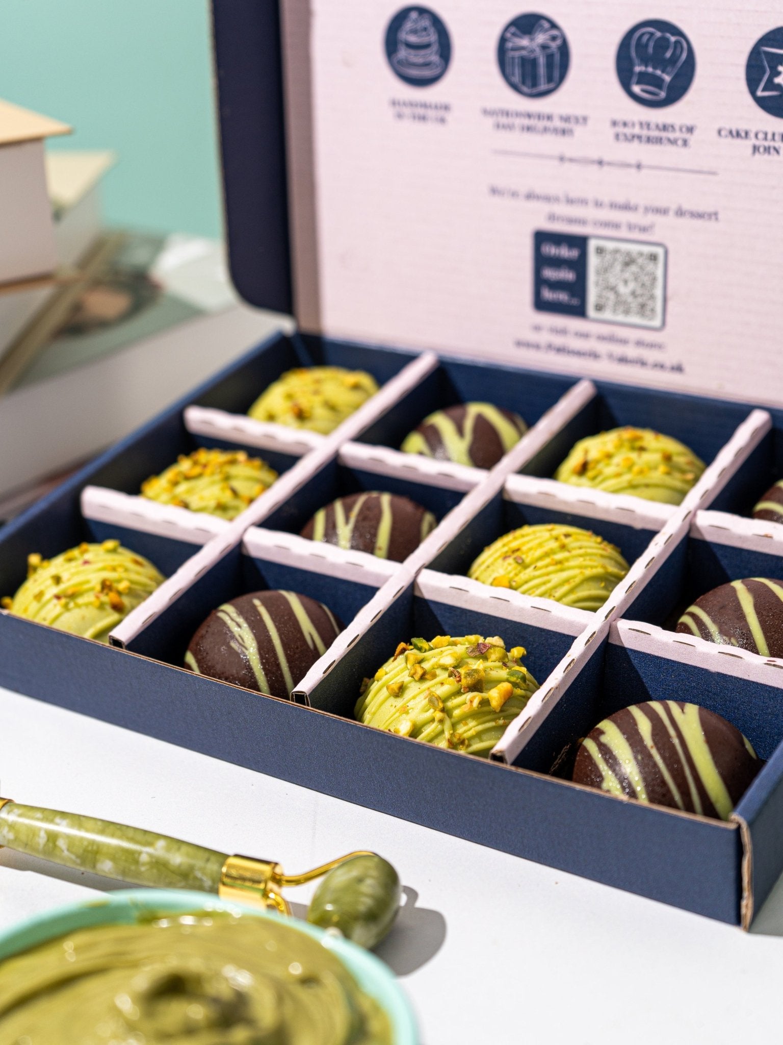 Patisserie Valerie's handmade Dubai Chocolate Bites cake delivery 