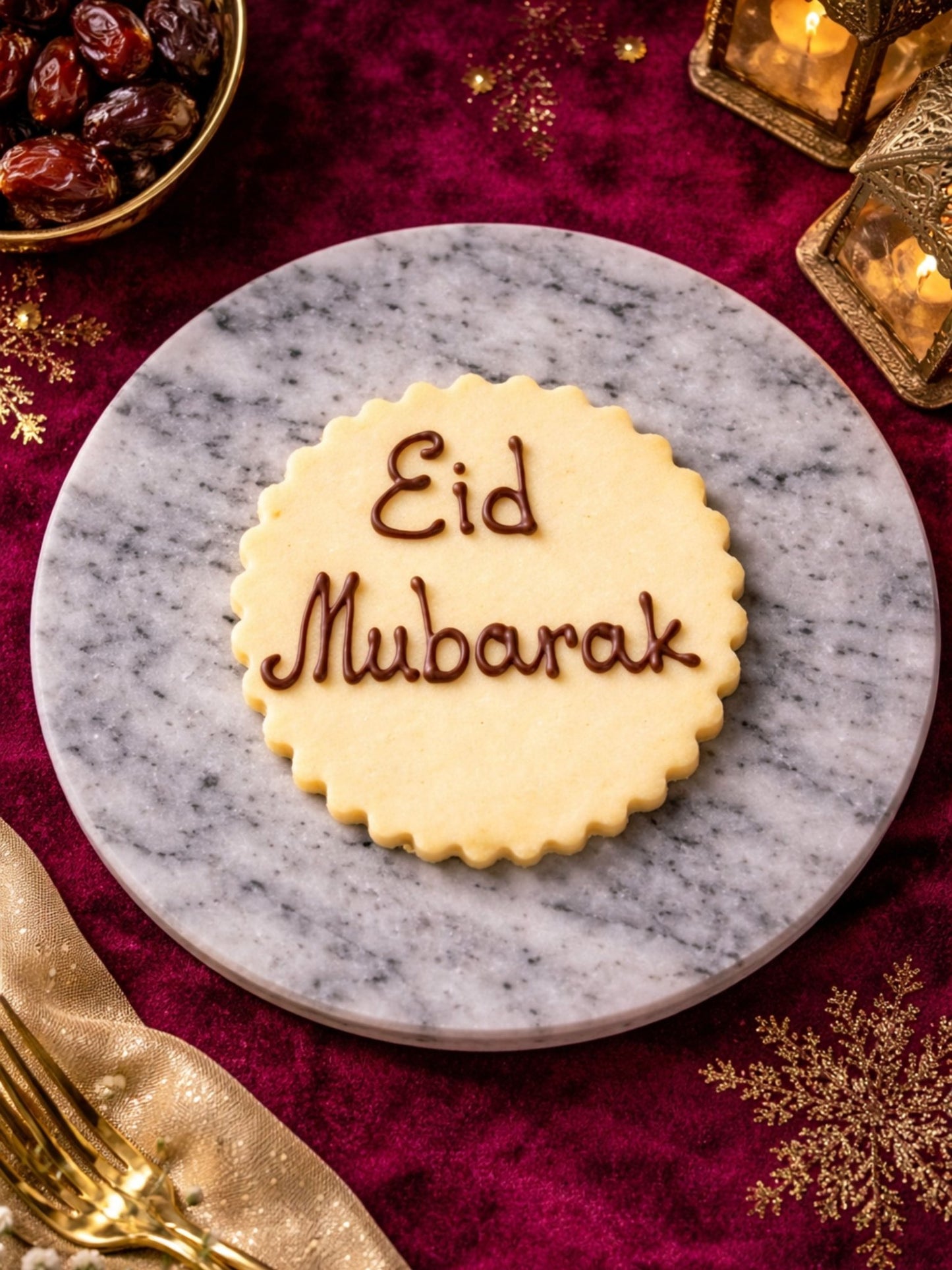 'Eid Mubarak' Inscription - Patisserie Valerie
