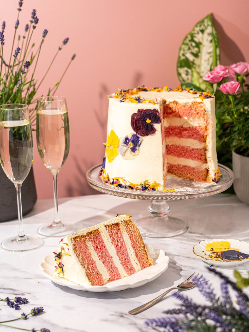 Patisserie Valerie's handmade Elderflower & Rose Garden Cake cake delivery 