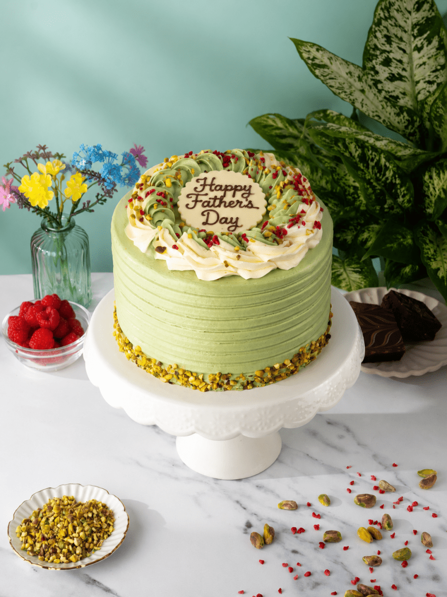 Fathers Day Pistachio & Raspberry Cake