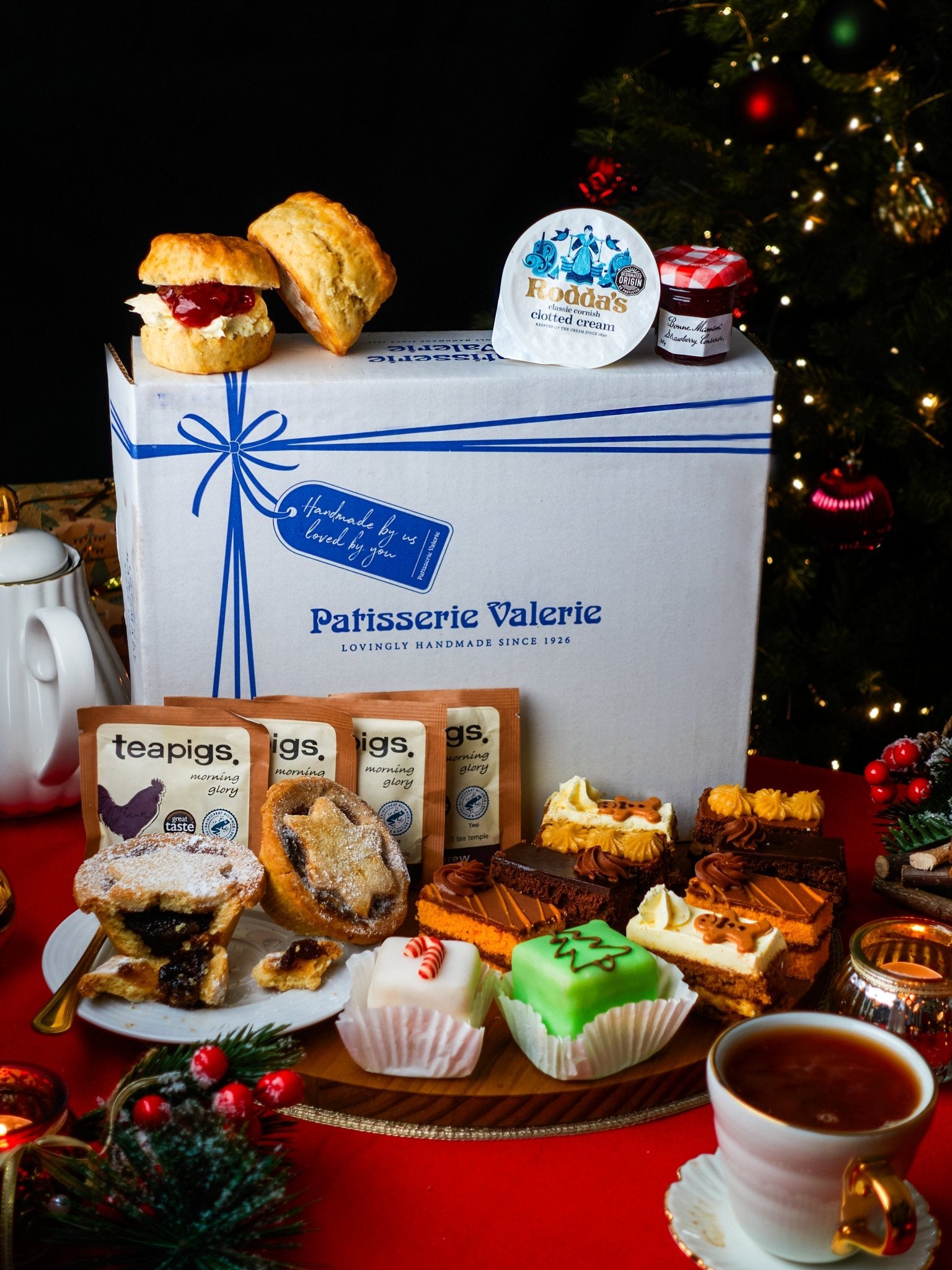 Patisserie Valerie's handmade Festive Deluxe Afternoon Tea Hamper cake delivery 