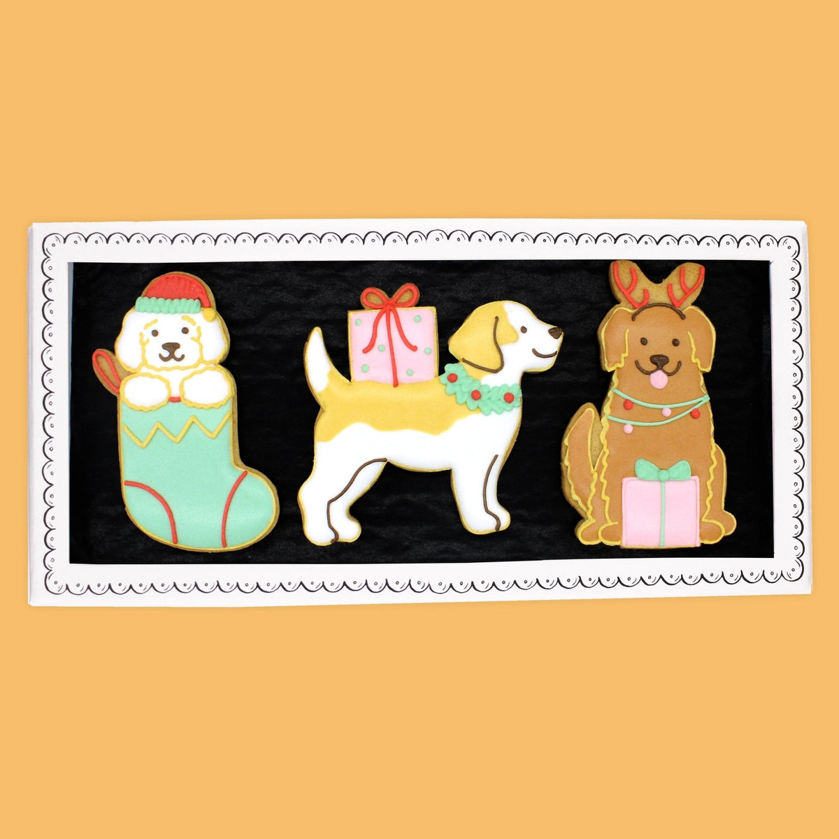 Biscuiteers Festive Dogs Letterbox Biscuits