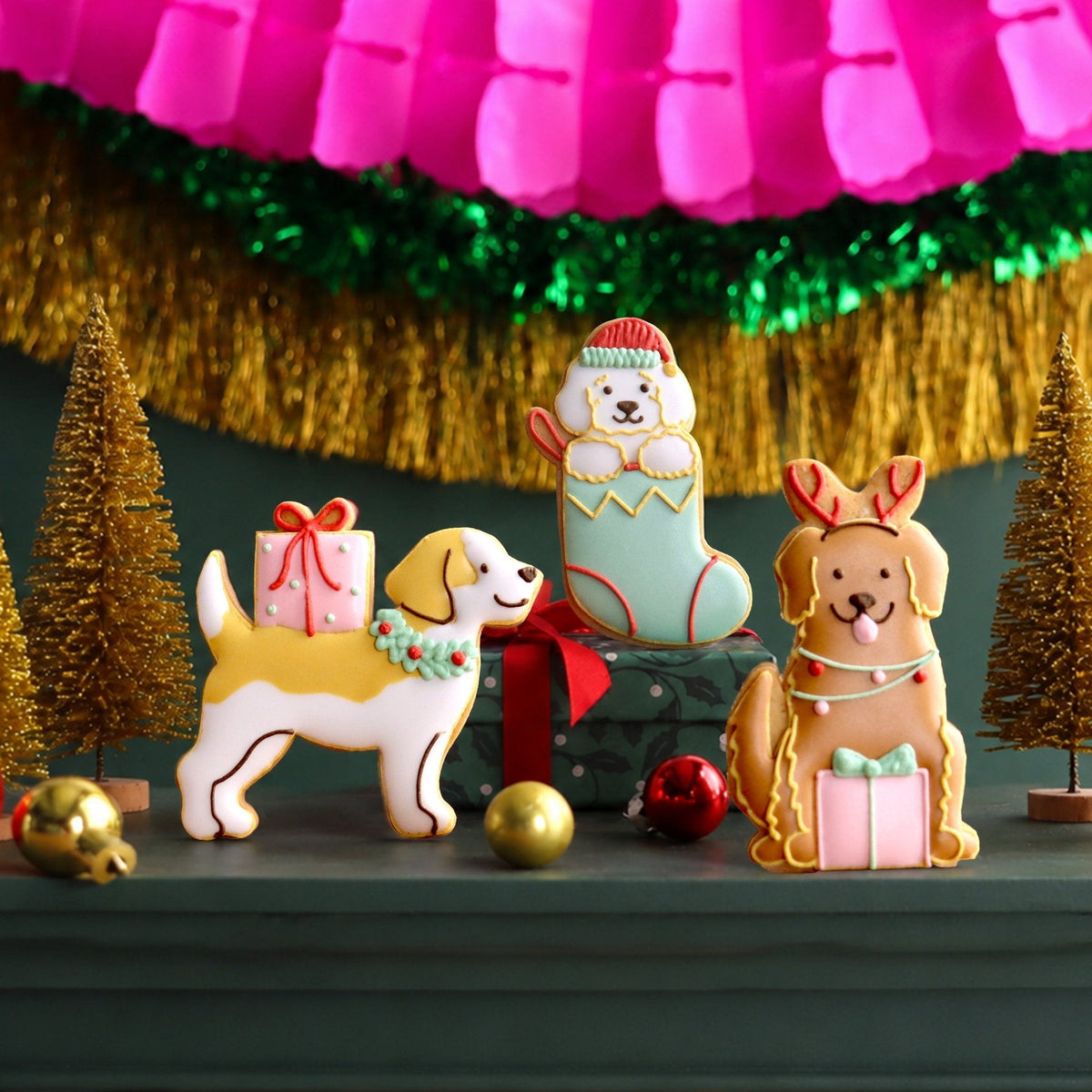 Biscuiteers Festive Dogs Letterbox Biscuits