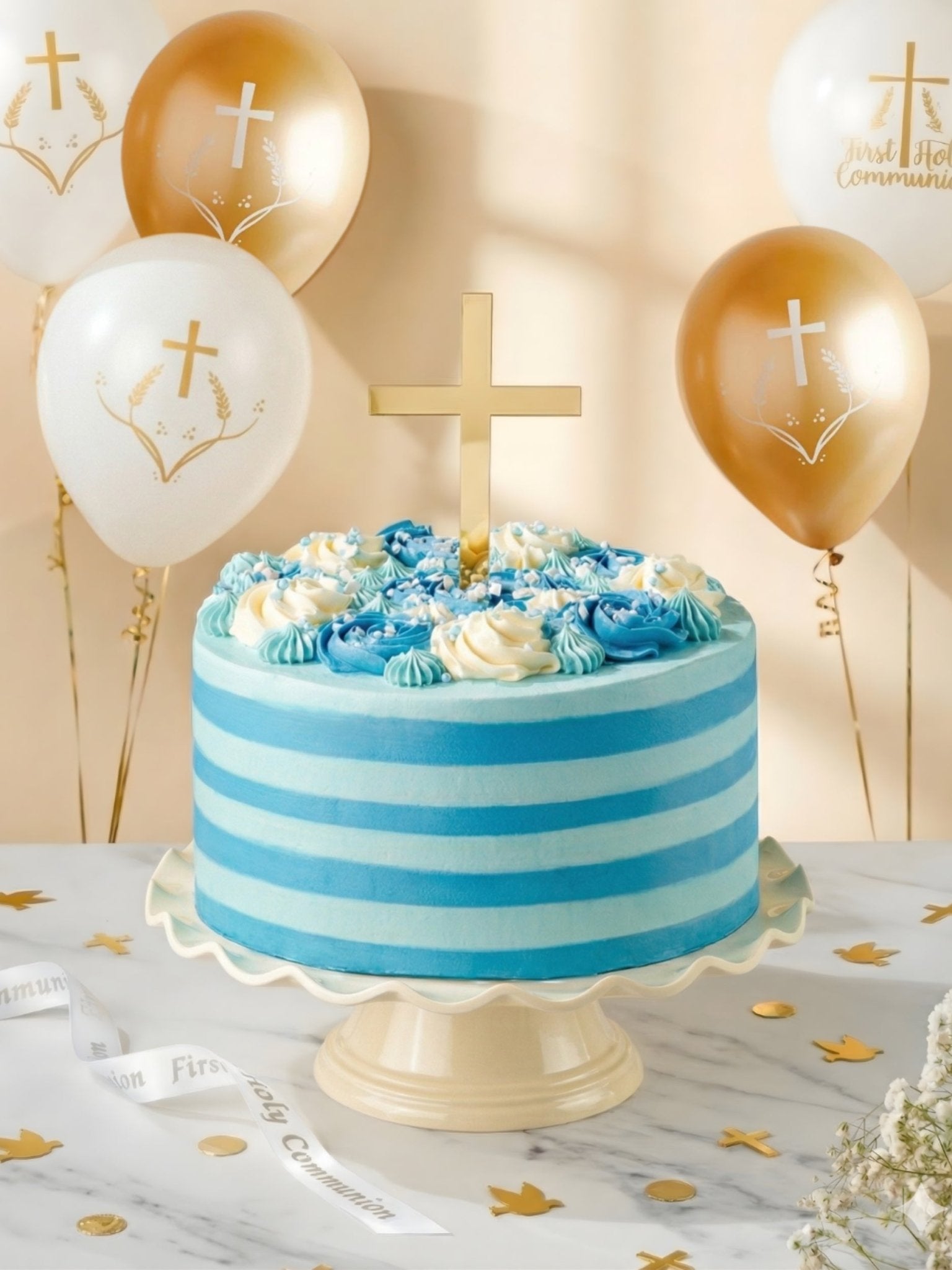 Holy Communion Candy Stripe Cake Bundle