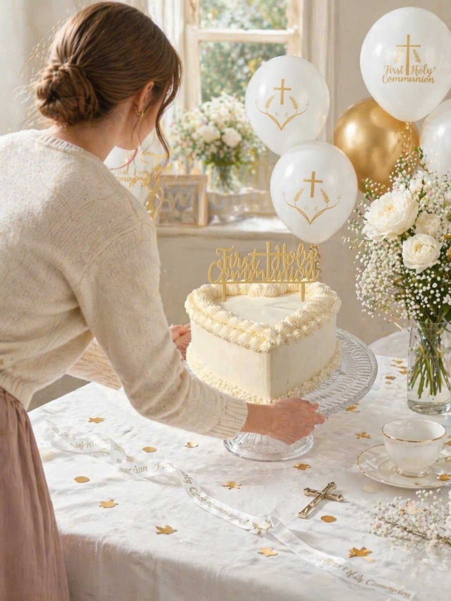 Holy Communion Vintage White Heart Cake Bundle - Patisserie Valerie