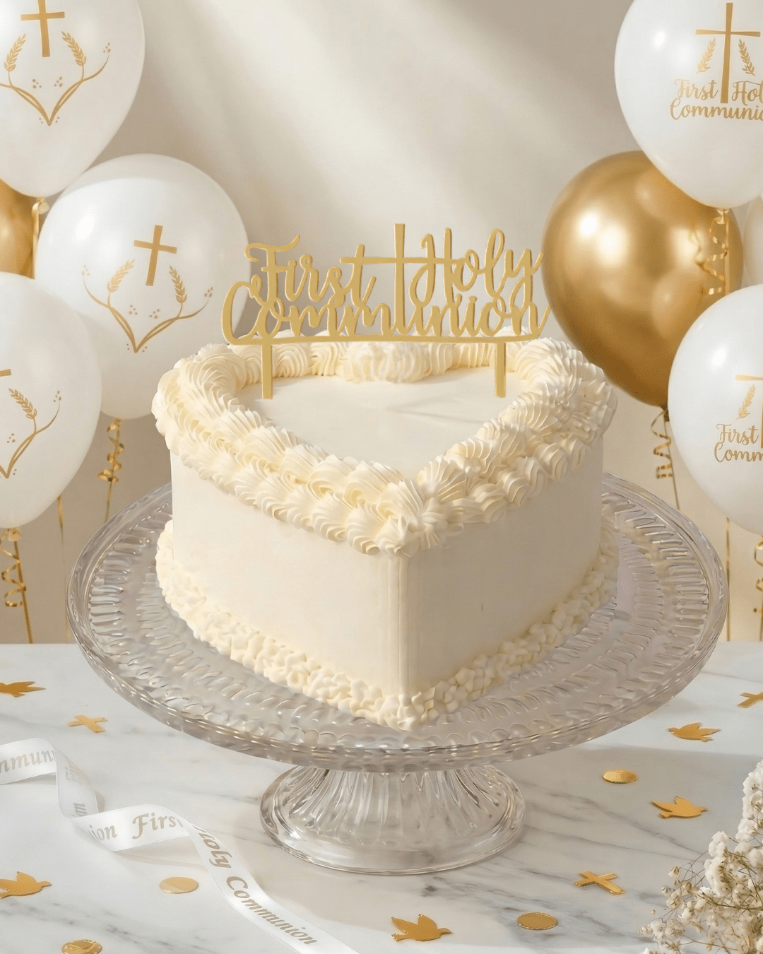 Holy Communion Vintage Heart Cake Bundle
