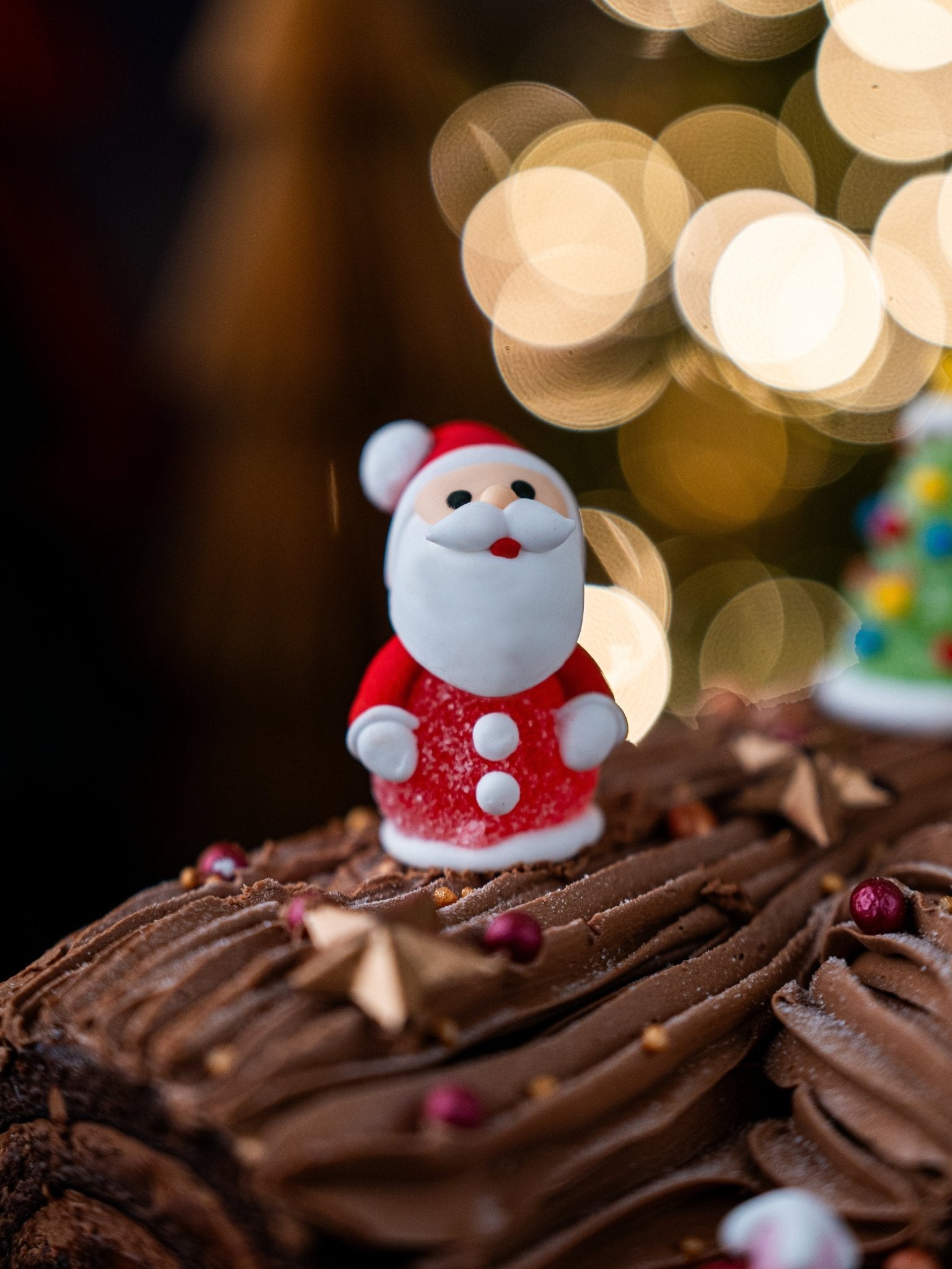 Luxury Chocolate Yule Log – Handmade Christmas Roulade with Festive Toppings - Patisserie Valerie
