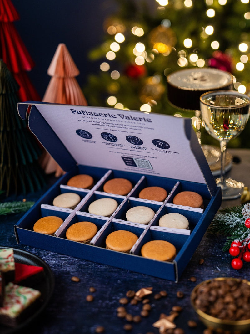 Luxury Macaron Christmas Gift Box – Bailey’s, Champagne & Espresso Martini - Patisserie Valerie