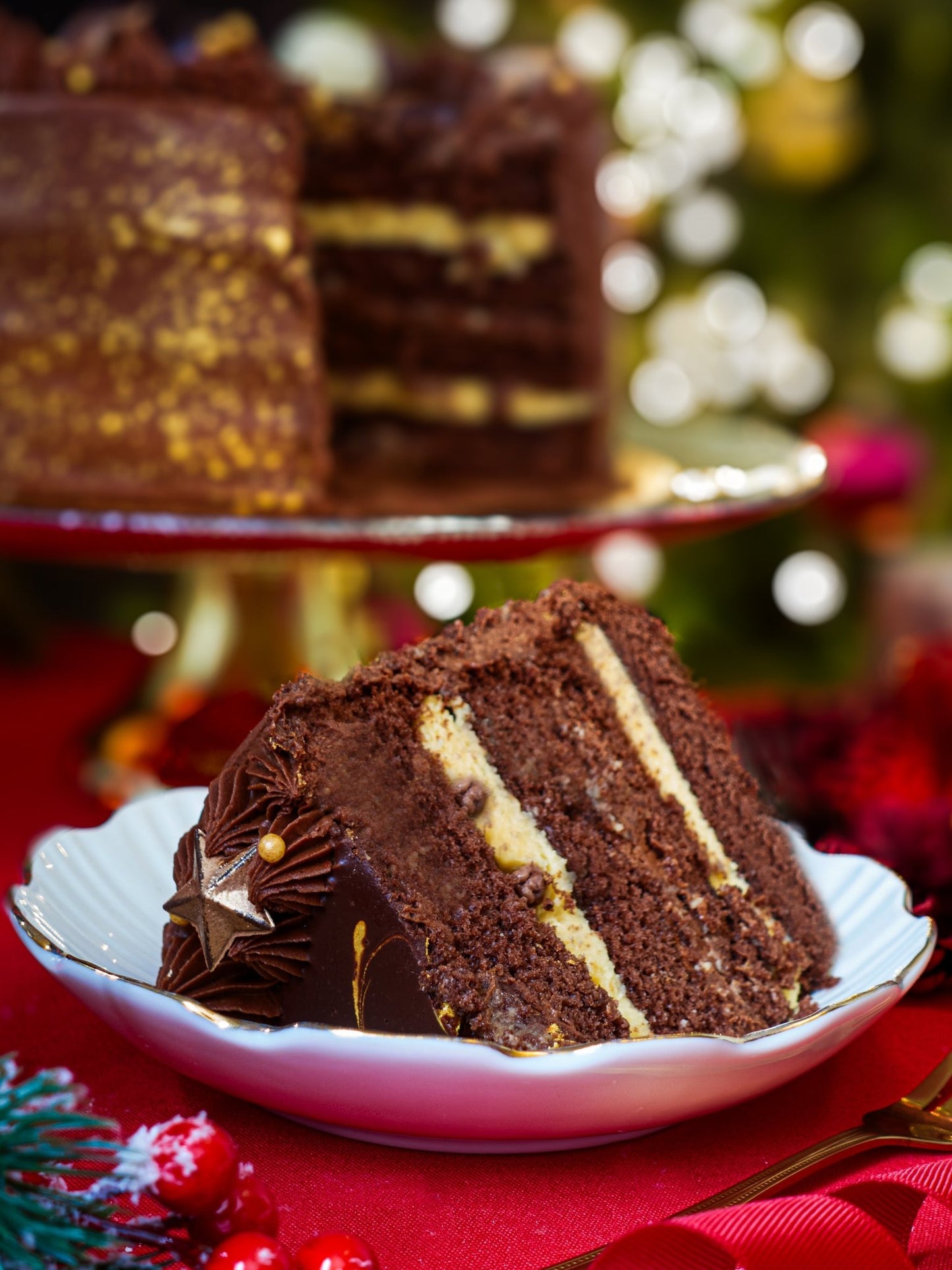 Patisserie Valerie's handmade Madame Valerie's Chocolate Christmas Gateau cake delivery 