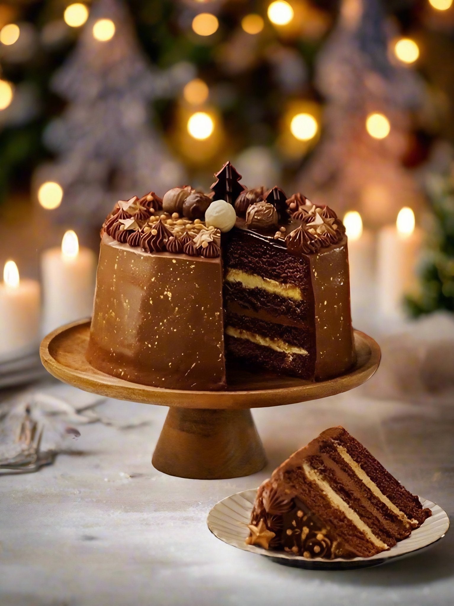 Patisserie Valerie's handmade Madame Valerie's Chocolate Christmas Gateau cake delivery 