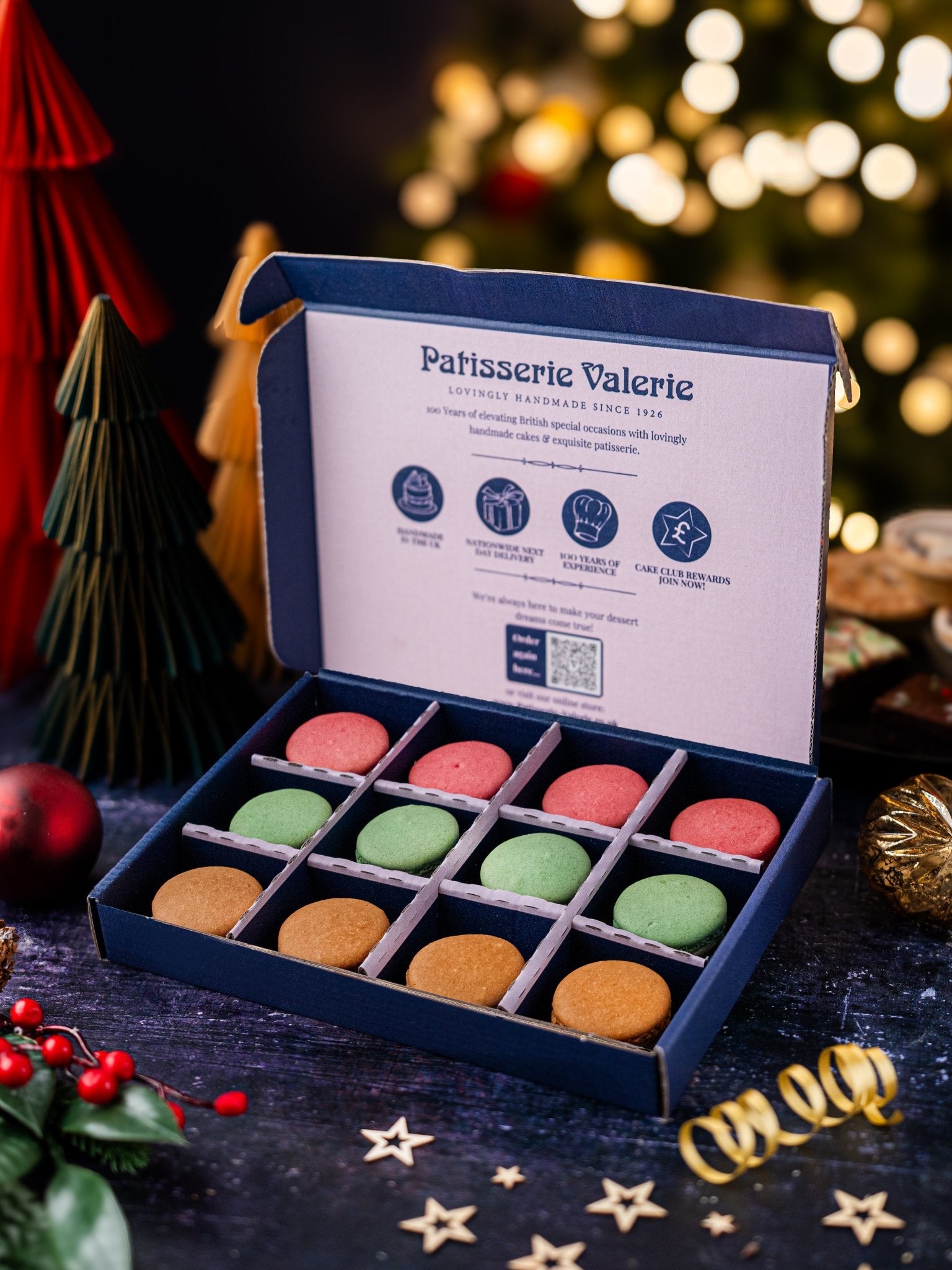 Pistachio, Raspberry & Salted Caramel Macarons Gift Box - Patisserie Valerie