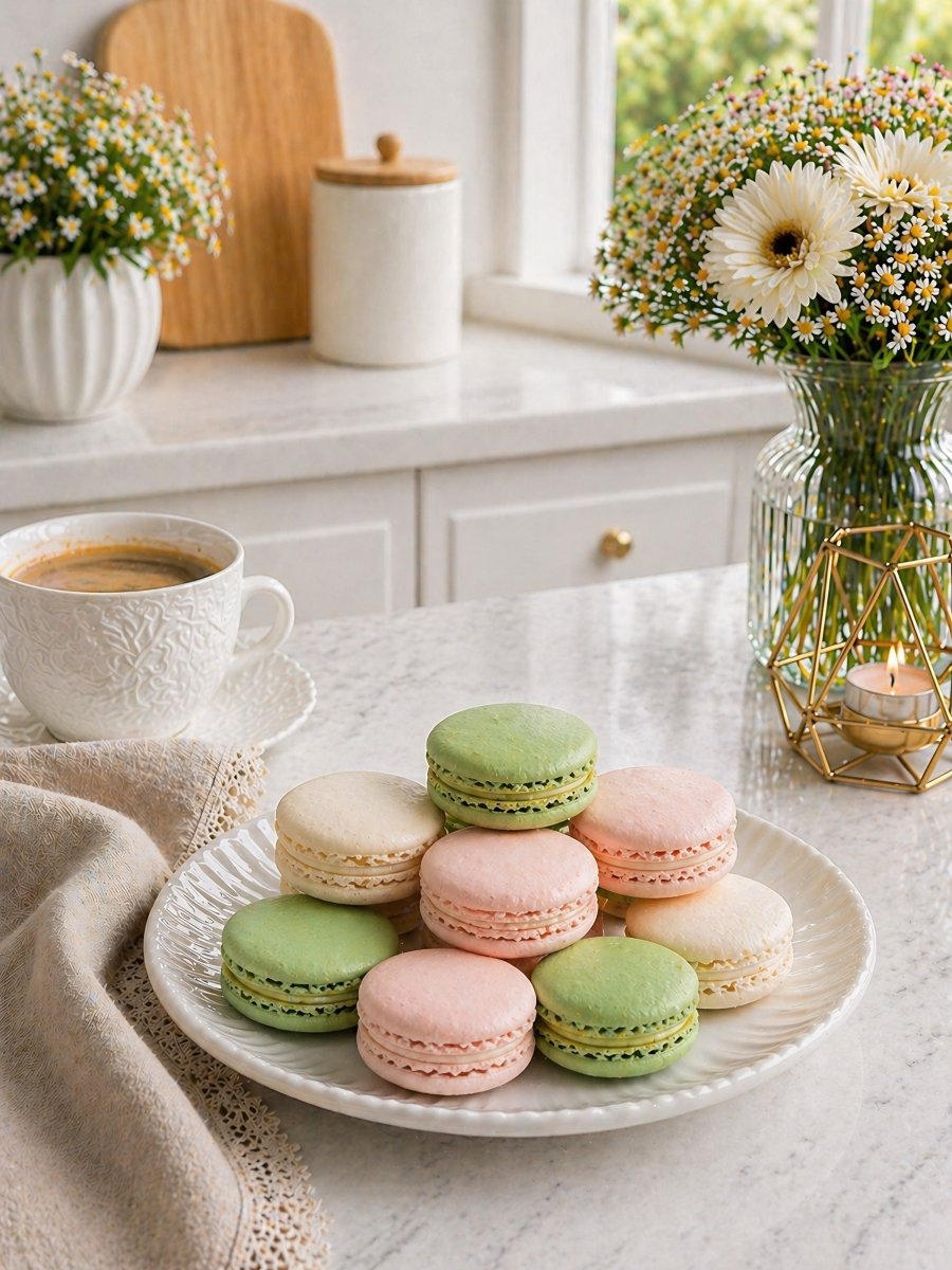 Pistachio, Vanilla & Rose Macarons Gift Box - Patisserie Valerie