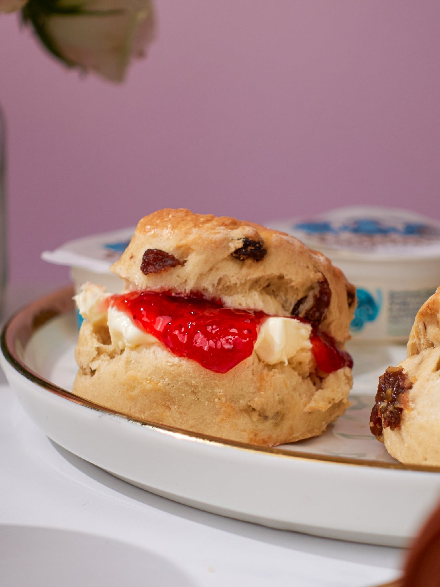 Patisserie Valerie's Classic Cream Tea box — scones with clotted cream and jam, served with tea