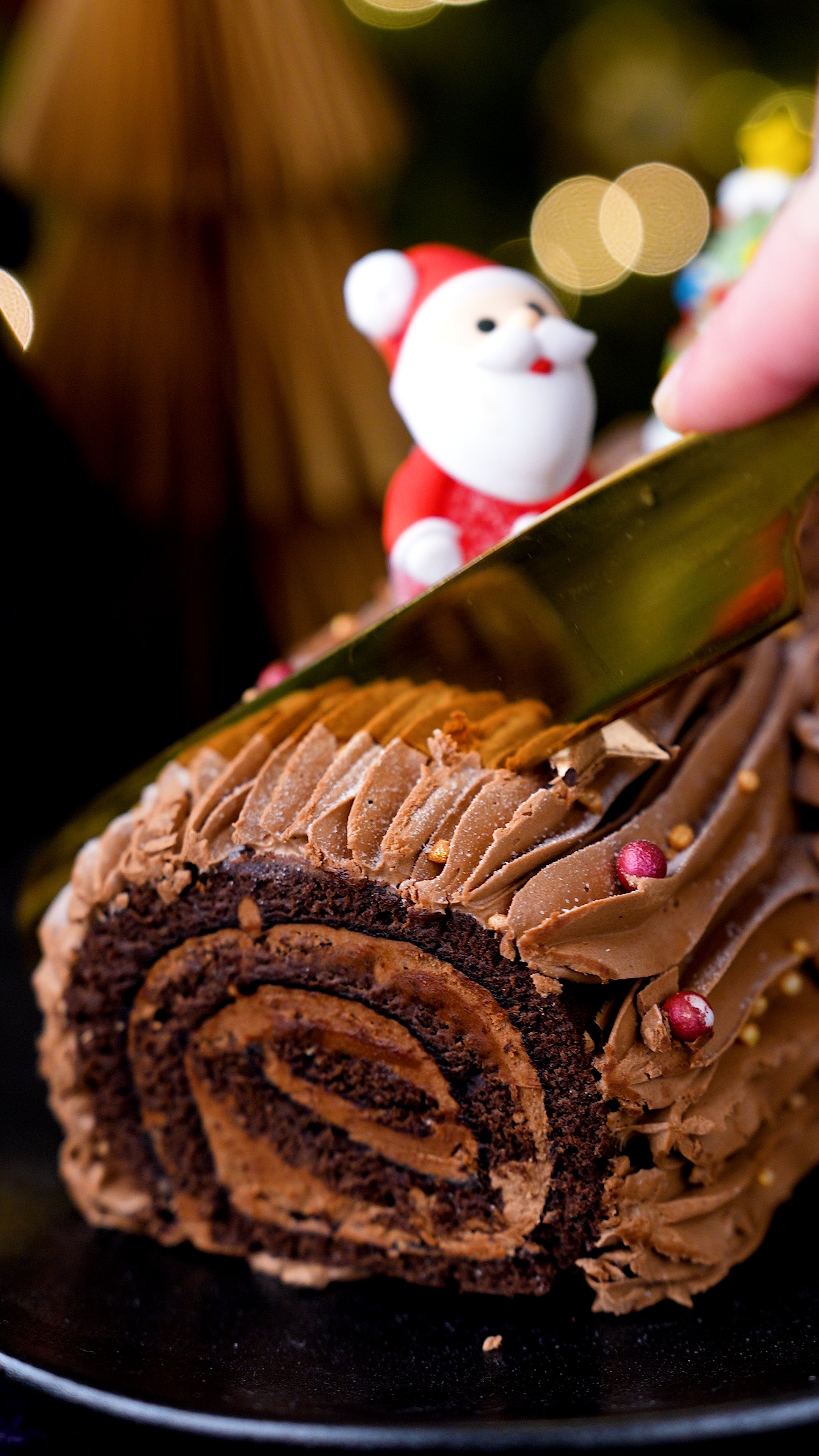 Luxury Chocolate Yule Log – Handmade Christmas Roulade with Festive Toppings