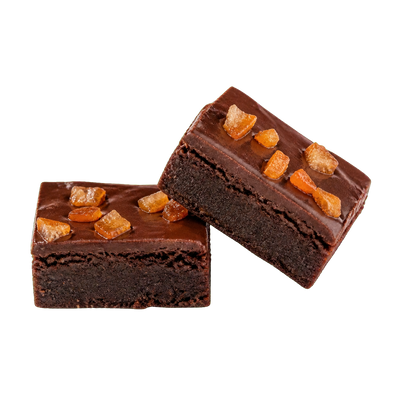 Patisserie Valerie Chocolate Orange Brownies — two brownie pieces
