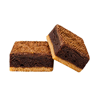 Patisserie Valerie Deluxe Cinnamon Brownies — two brownie pieces