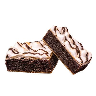 Patisserie Valerie Marshmallow Brownies — two brownie pieces