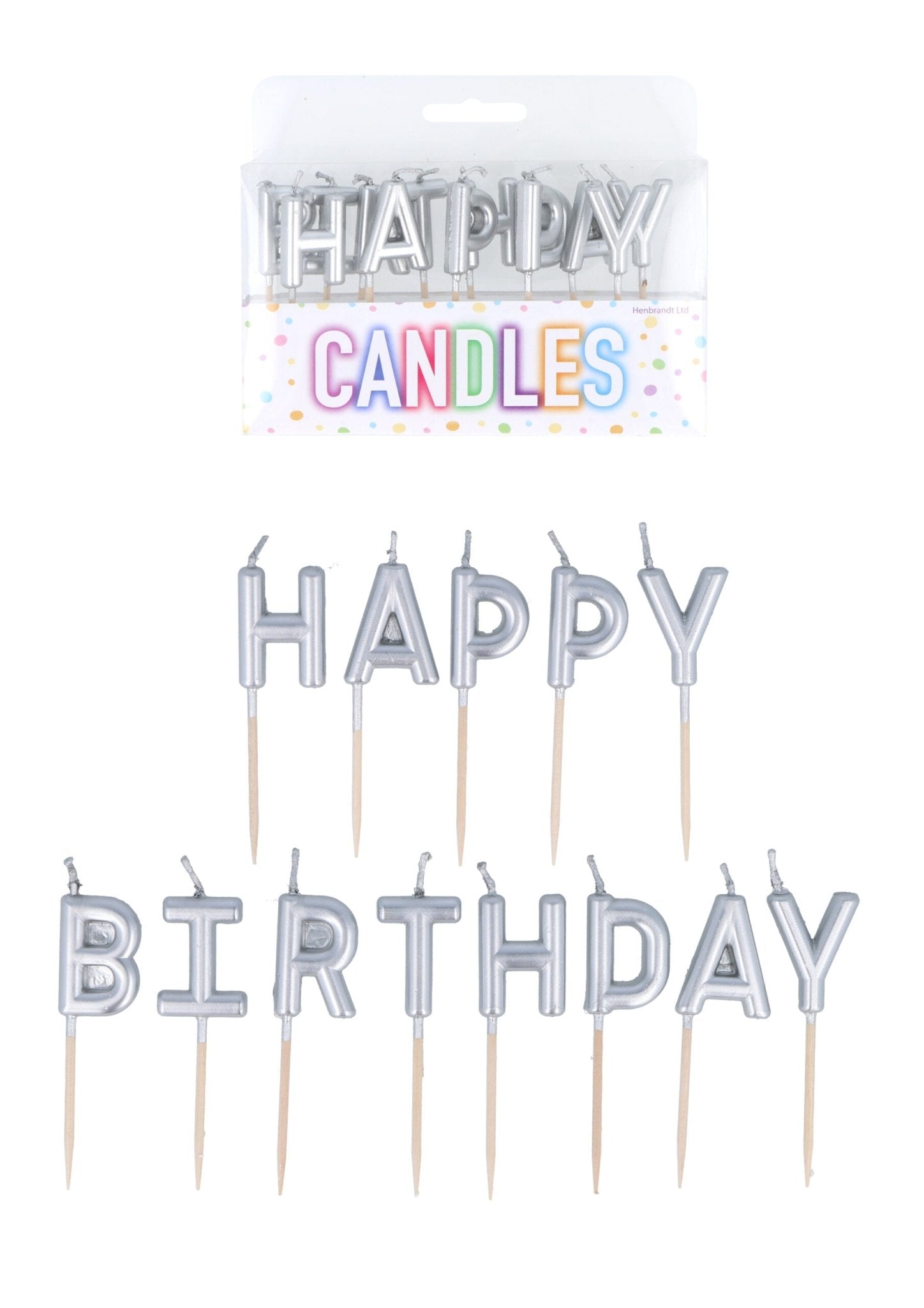 Silver ‘Happy Birthday’ Candles - Pack of 13 - Patisserie Valerie
