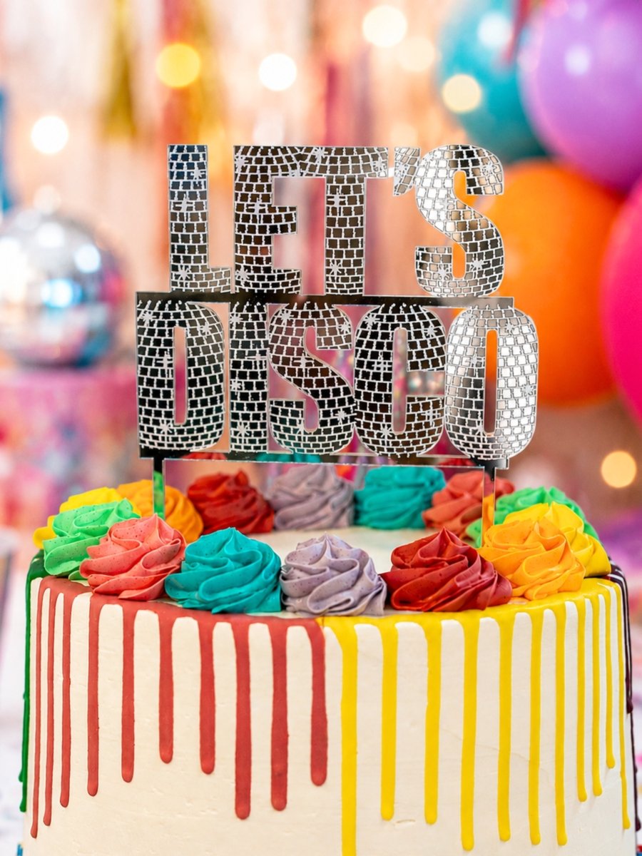 Lets Disco Acrylic Cake Topper