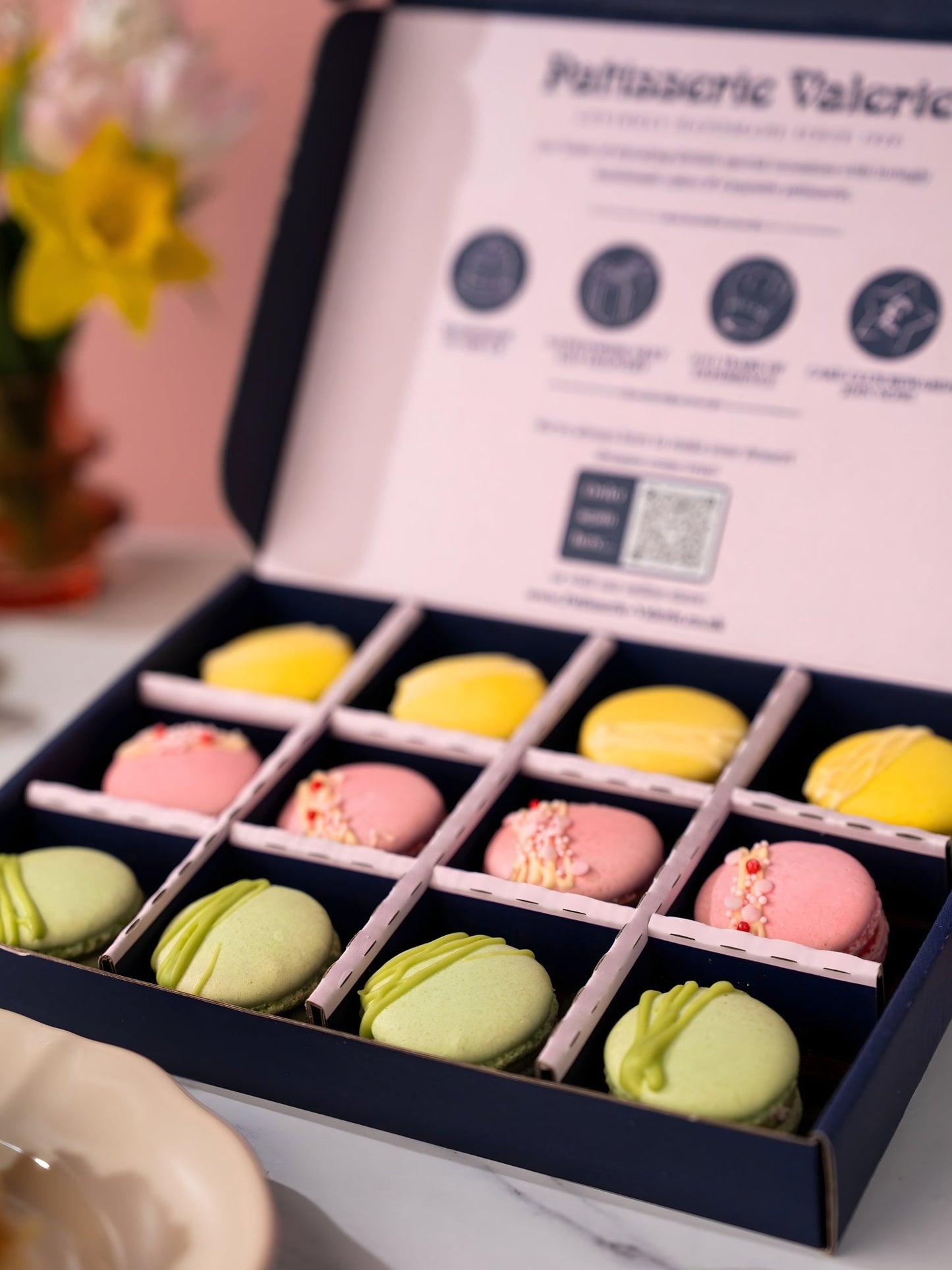 Spring Macaron Gift Box - Perfect for Mum with Mother's Day Gift Box Sleeve - Patisserie Valerie